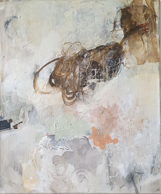 obrazy "First breath" 50x60 cm, obraz na płótnie, pigmenty ziemne, akryl