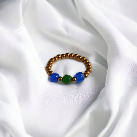 pierścionki elastyczne Pierścionek : golden summer III : jadeit, hematyt