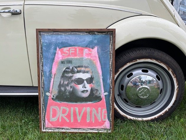 plakaty Plakat SELF DRIVING grafika dla fanki motoryzacji feministyczny plakat dla niej