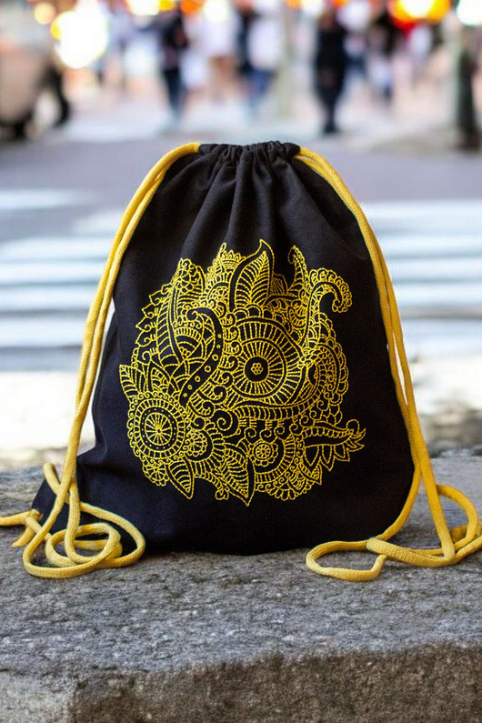 plecaki Czarny ręcznie haftowany workoplecak XL