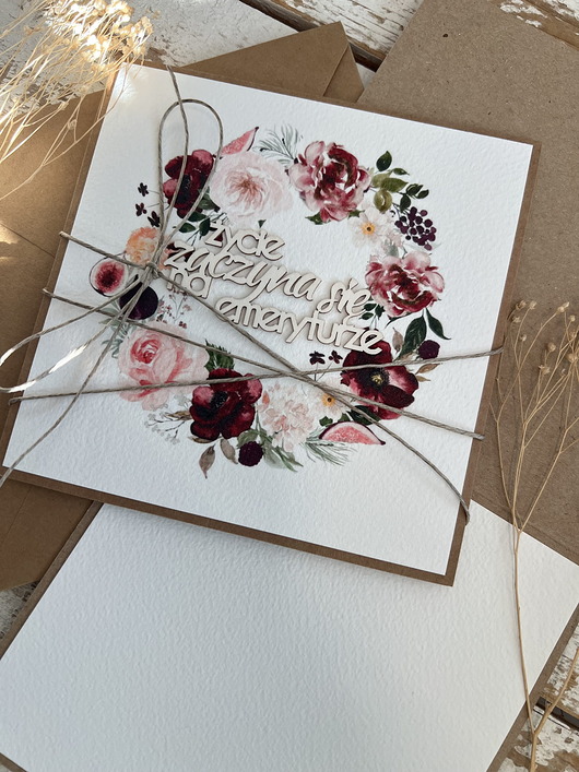 kartki scrapbooking Podziękowanie za współpracę - Kartka ręcznie robiona na emeryturę