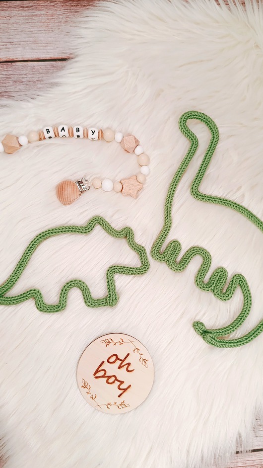 łapacze snów Dinozaur - ozdoba z włóczki do pokoju dziecka