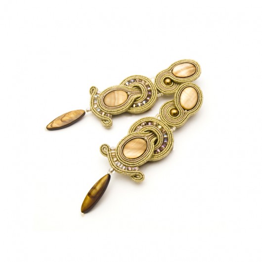 Kolczyki soutache - barok, złote, duże maanuela