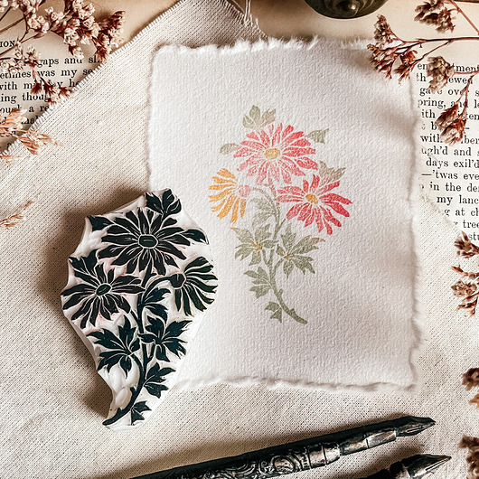 stemple Pieczątka z polnym kwiatem do scrapbookingu, stempel w stylu art nouveau