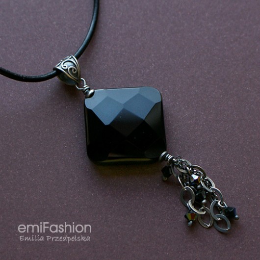 Onyks i kryształy Swarovski w srebrze MAREMI Jewelry