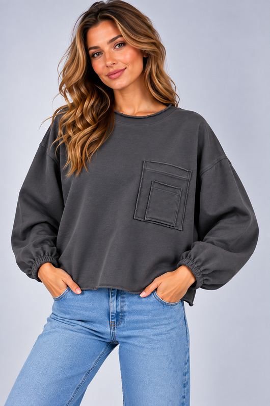 bluza bez kaptura damska Bluza Flavia Grafit