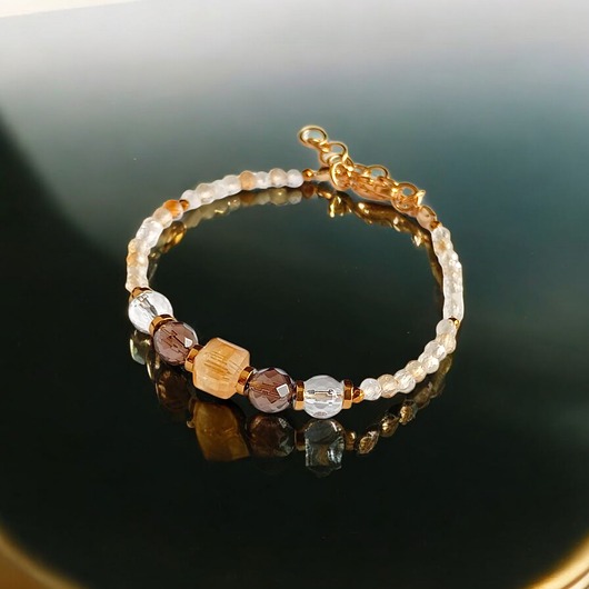 bransoletki z kamieni naturalnych DOBROBYT - amulet - cytryn,kwarc dymny,k.górski - z zapięciem