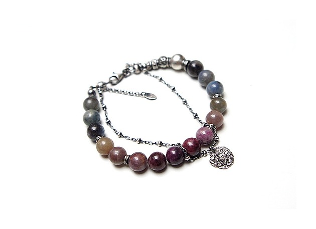 bransoletki z kamieni naturalnych SAPPHIRE AND RUBY MIX vol. 3  - bransoletka