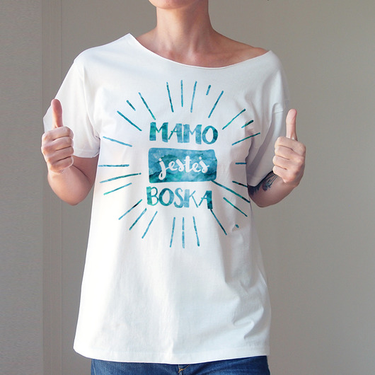 Mamo jesteś boska Oversize Biały ONE MUG A DAY