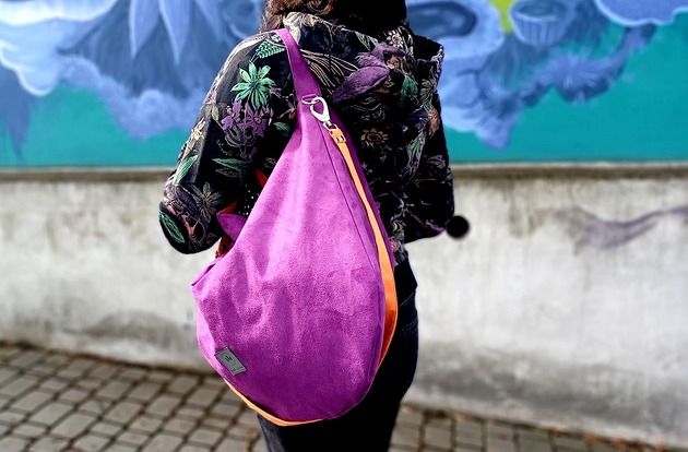 torby na ramię Duża zamszowa torba worek Fioletowa