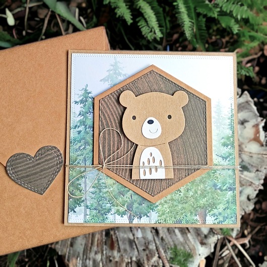 kartki scrapbooking MIŚ leśny : kartka handmade dla chłopca