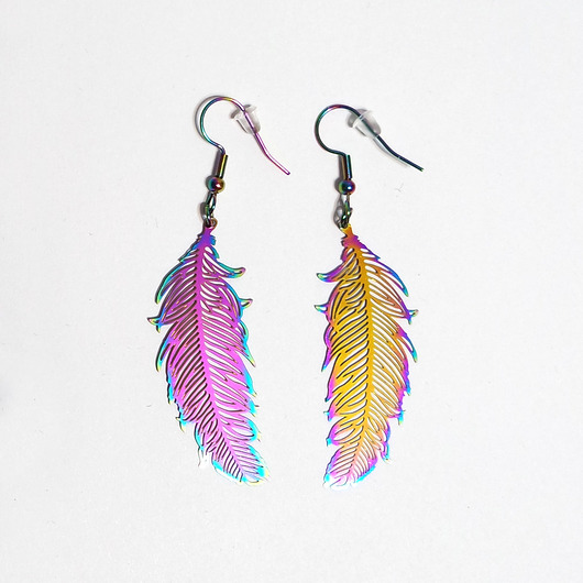 kolczyki z piórami Kolekcja Starlight - kolczyki Pióra - stal