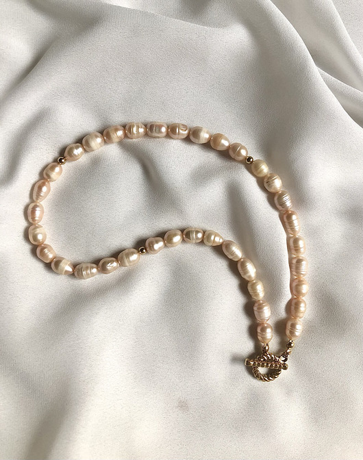 korale Naszyjnik choker z różowych pereł