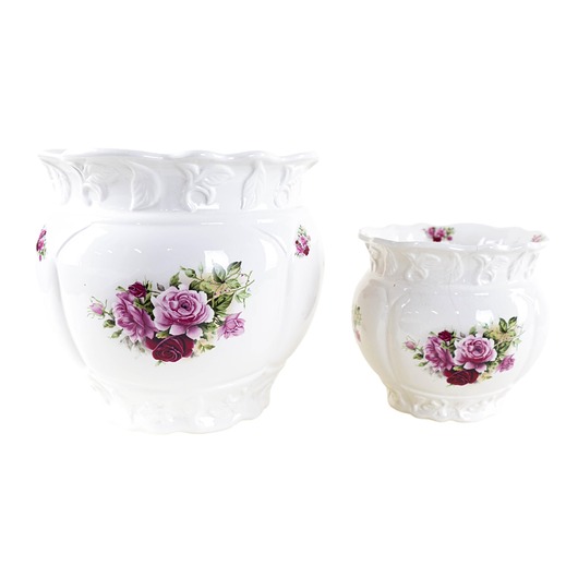 miski i misy Para porcelanowych waz z motywem róż, styl Art Deco, XX wiek