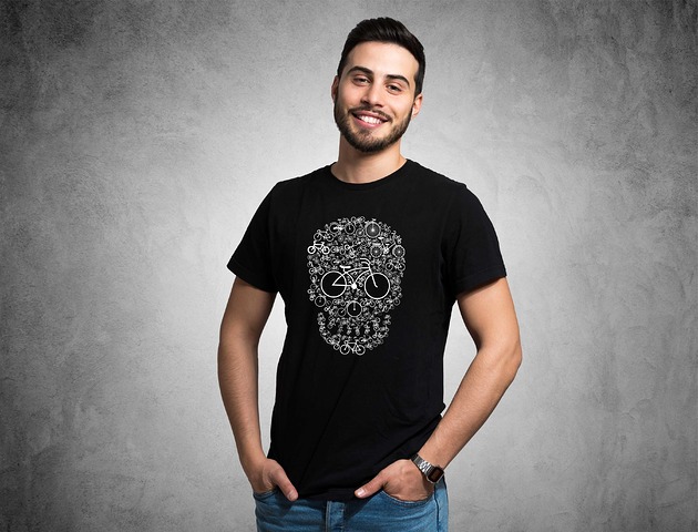 t-shirty męskie Koszulka organiczna z nadrukiem Bike skull