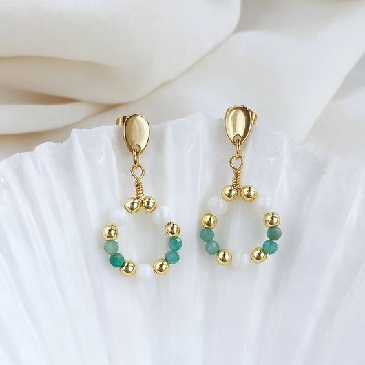 Kolczyki CHIONE z Amazonitami i Masą Perłową Gleeme Jewellery