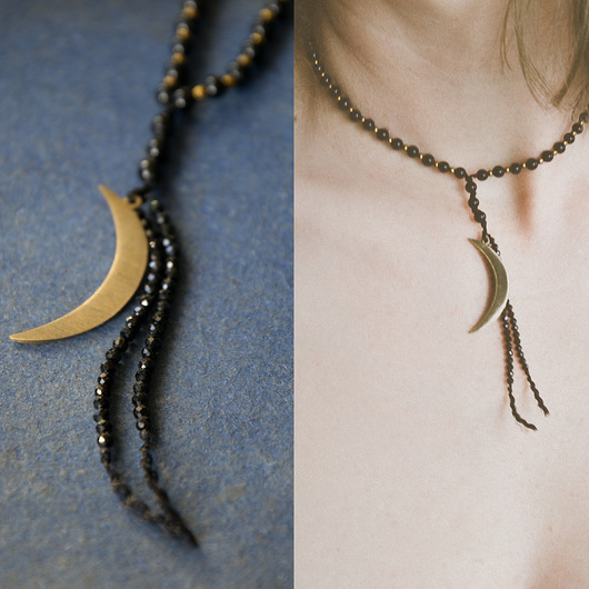 chokery KSIĘŻYCOWY choker z onyksem i spinelem