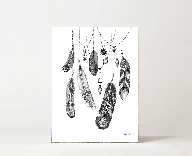 plakaty Plakat Piórka boho 