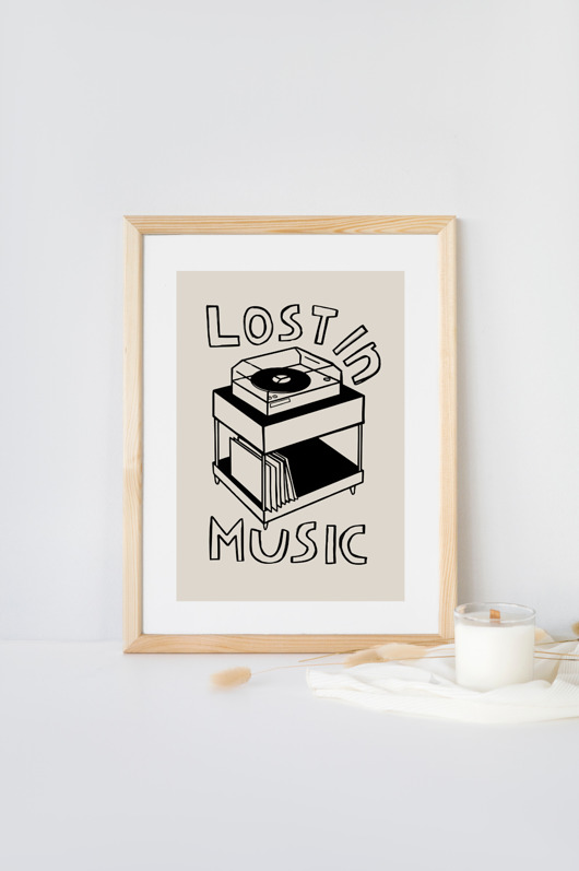 plakaty PLAKAT dekoracyjny retro  gramofon pop art  muzyka grafika