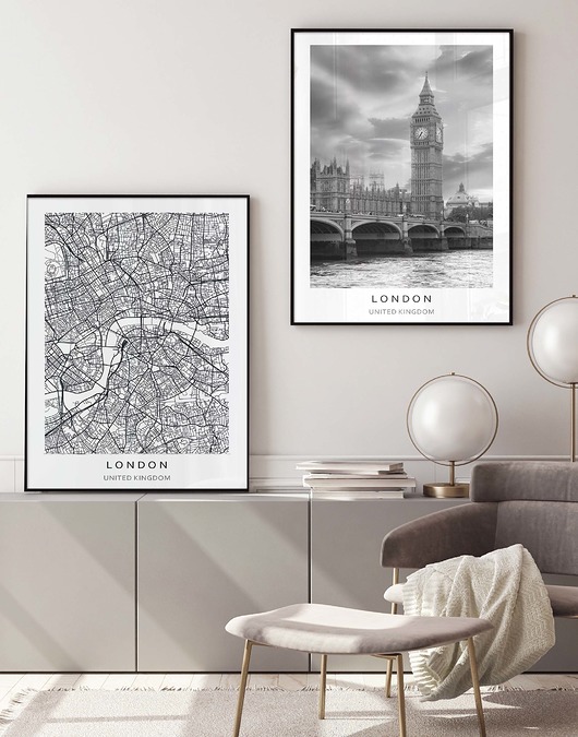 plakaty ZESTAW PLAKATÓW  Londyn,  mapa miasta