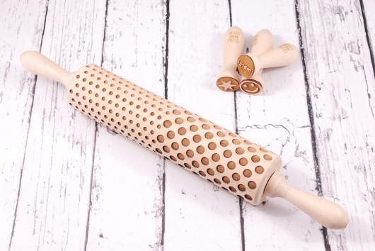 DOUBLE POLKA DOTS - grawerowany wałek do ciastek MOODFORWOOD Studio