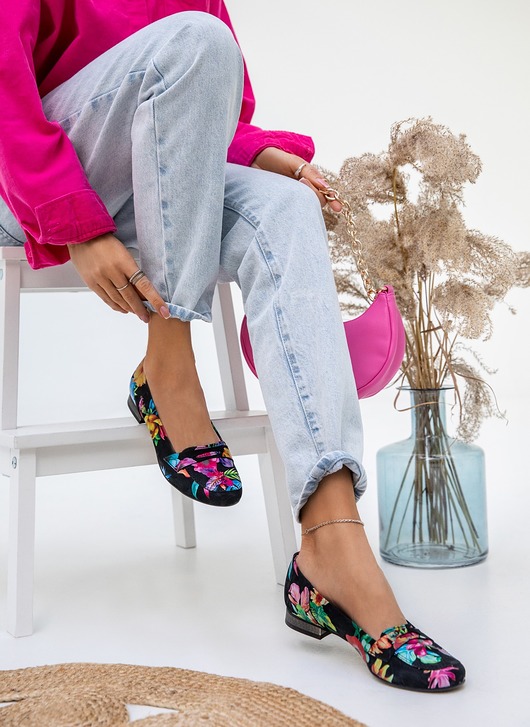baleriny damskie RĘCZNIE ROBIONE BALERINKI ZAPATO 025 KOLOROWE KWIATY