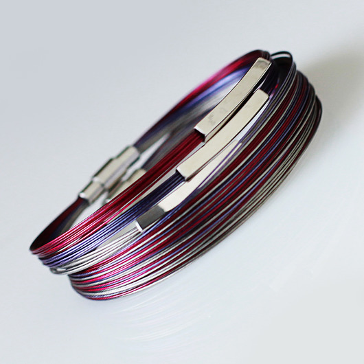 komplet biżuterii Denim Bordo Szarość  Set v Silver