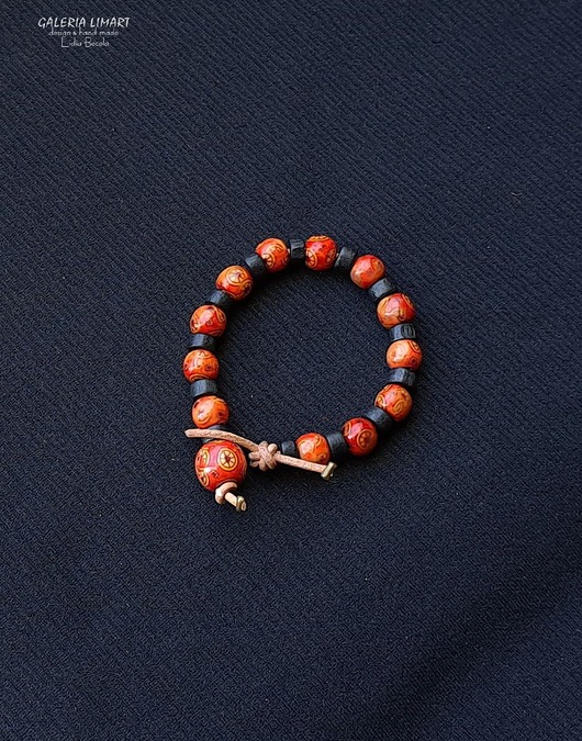 bransoletki drewniane Bransoletka boho z egzotycznego drewna na rzemieniu prezent unisex