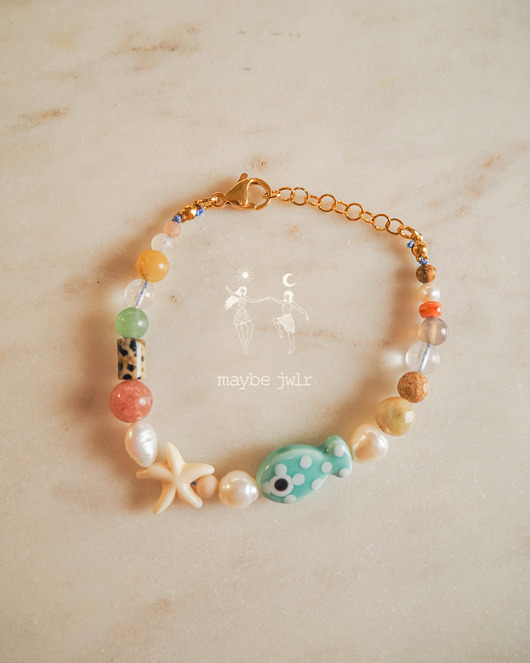 bransoletki z kamieni naturalnych Bransoletka z rozgwiazdą i rybką Funky Woda