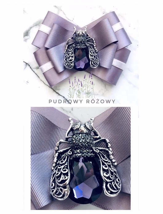 broszki Lawendowa Brosza z kryształowym Owadem MEW