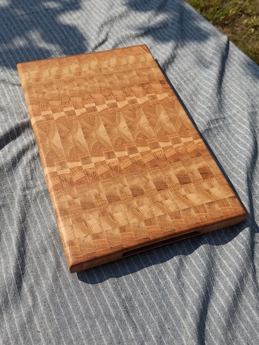 deski do krojenia i tace Dębowa, duża deska do krojenia "End Grain". 48,5x30cm. Deska sztorcowa.