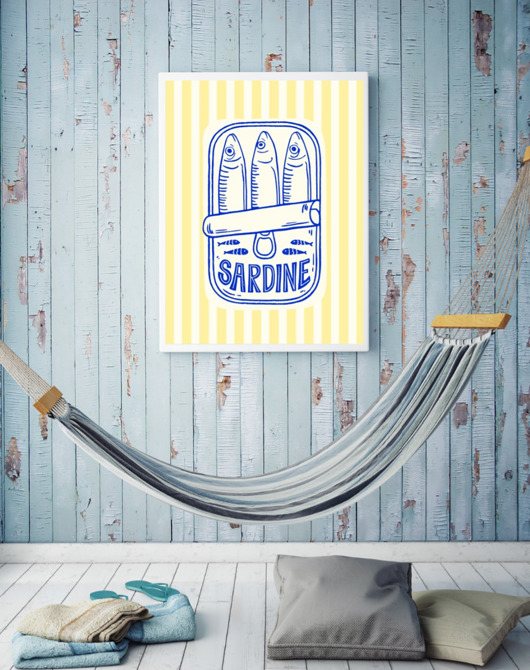 grafiki i ilustracje PLAKAT sardynki grafika do kuchni jedzenie ryby