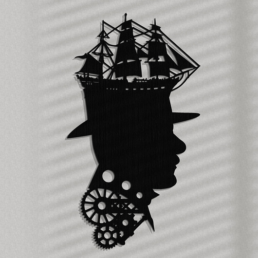 Dekoracyjna grafika ażurowa STEAMPUNK BOY,39x70 ORNAMENTI