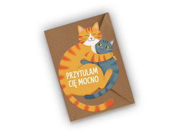 kartki okolicznościowe - wydruki Kartka walentynkowa z kotkami- Przytulam Cię mocno