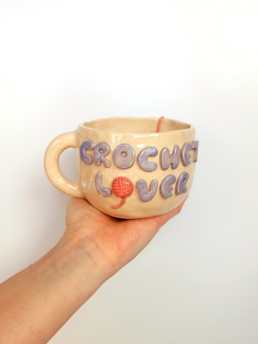 kubki Ceramiczny ręcznie robiony kubek Crochet Lover