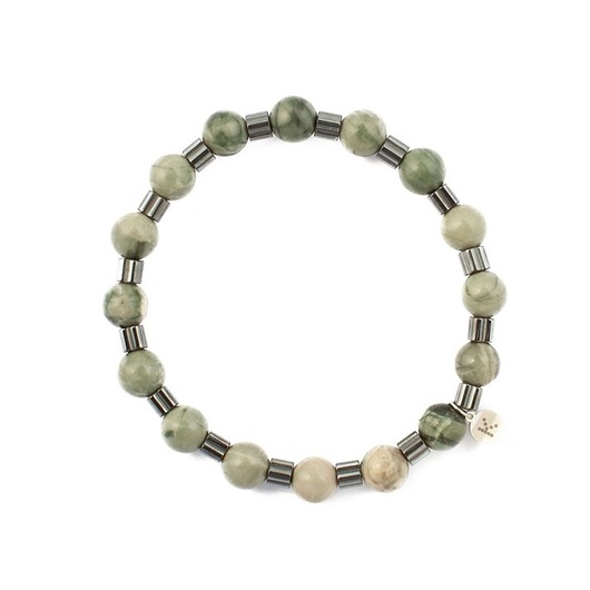 biżuteria męska Męska Bransoletka Jaspis khaki z Hematytami - zdrowie i waleczność
