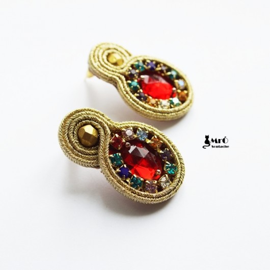 Red Gina- kolczyki soutache Mró Soutache