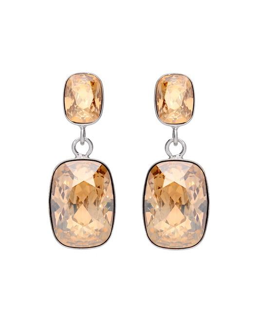 Srebrne kolczyki prostokąt beżowy Swarovski KOM Biżuteria