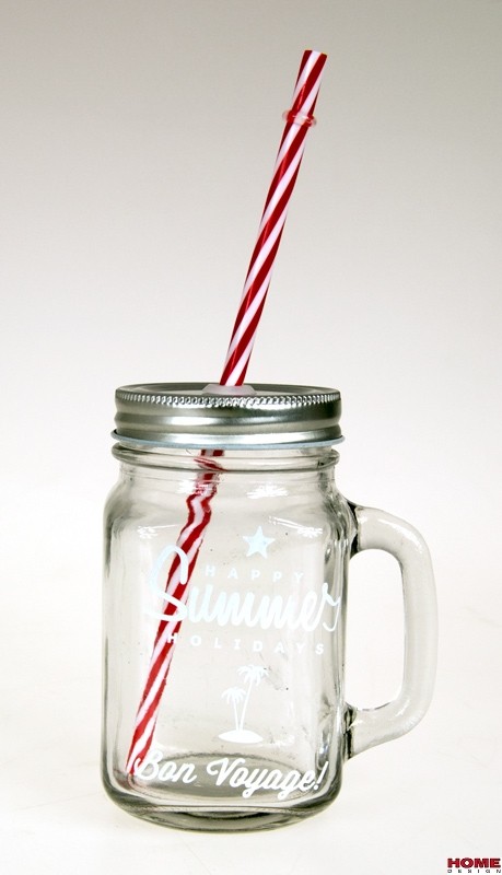 Szklanka Słoik z nakrętką i rurką Summer HIT Home Design