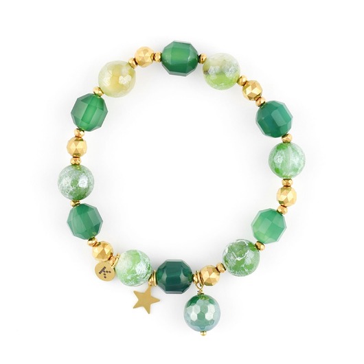 bransoletki - inne Bransoletka mix kamieni Royal Green z gwiazdką