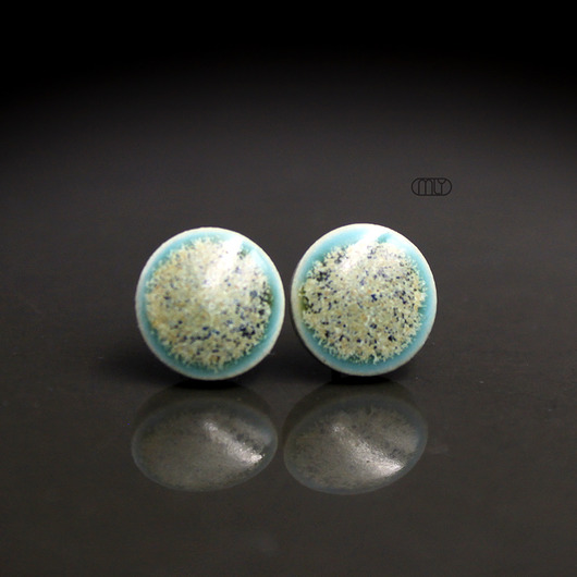 kolczyki ceramiczne Chrobotkowe 11mm/stal chirurgiczna