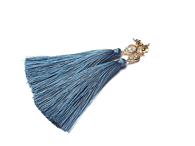 Kolczyki chwosty Boho /DENIM/ vol. 6  KiKa pracownia