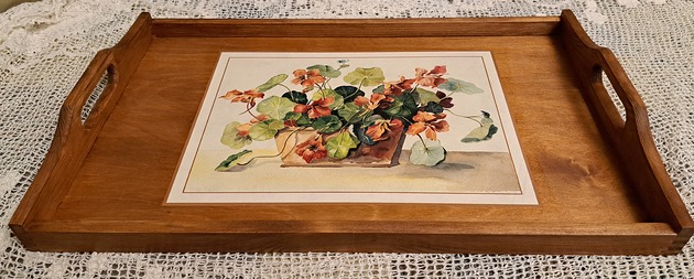 deski do krojenia i tace Taca z drewna Nasturcje