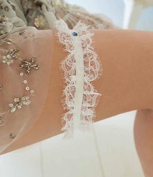 Podwiązka z francuską koronką ivory Anelis Atelier