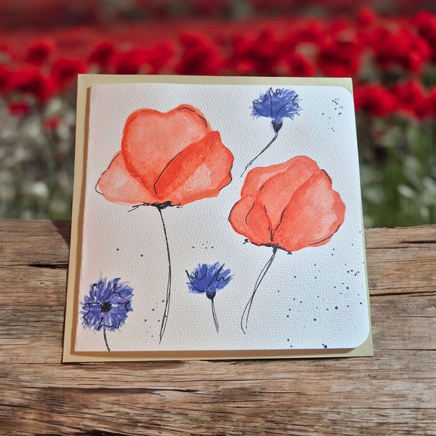 grafiki i ilustracje Oryginał malowana kartka akwarelami z makami na Dzień Mamy urodziny