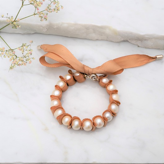 Bransoletka z perłami i wstążką Bow MEIKA PEARLS
