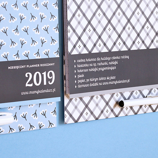 rodzinny planner miesięczny na cały 2019 rok MaMy Kalendarz