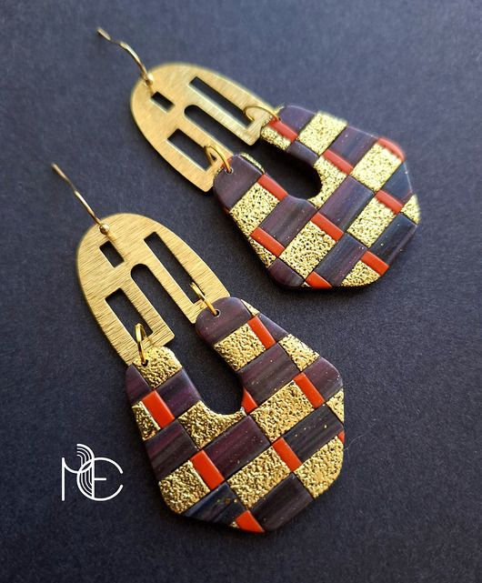 kolczyki z masy plastycznej Kolczyki artDeco no2