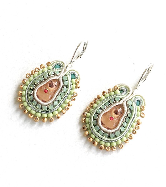 kolczyki soutache Sutaszowe dziecięce kolczyki CAPIBARA mint