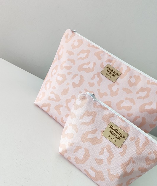 kosmetyczki Duża Kosmetyczka Peach Leopard Print